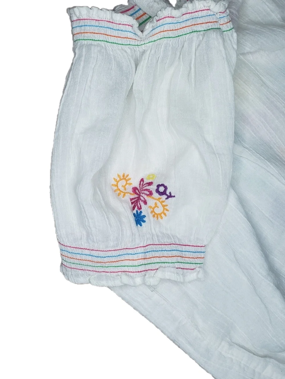 The Children's Place White Embroidered Floral Peasant Top